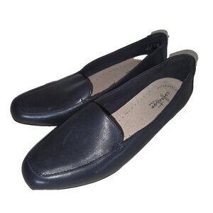 CLARKS Juliet Lora Womens Navy Leather Slip On Loafer Comfort Shoes Size US 8.5